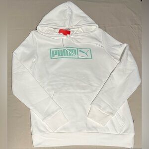 Puma White Hoodie with Mint Logo